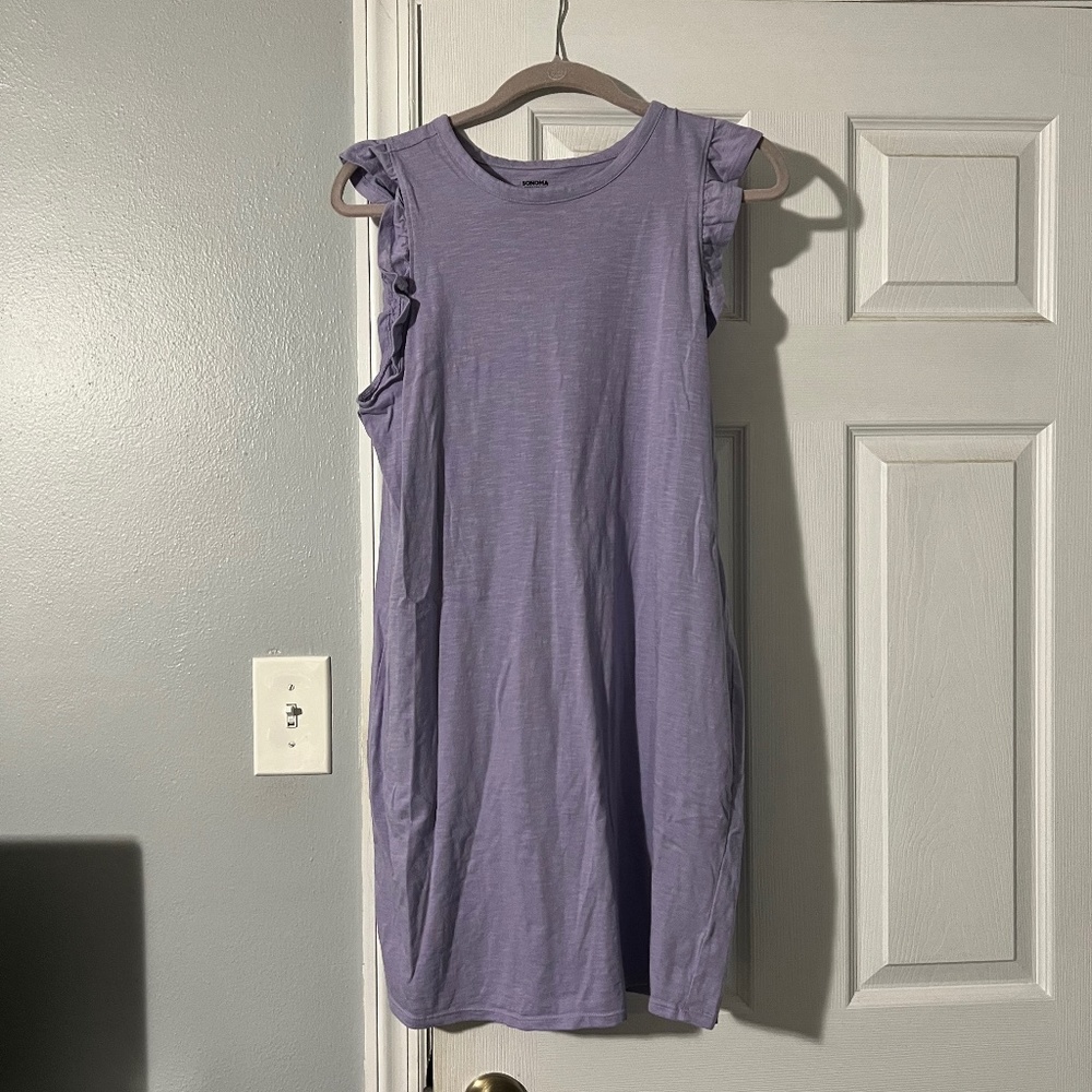 Sonoma Purple Cap Flutter Sleeve Dress - Size Medium